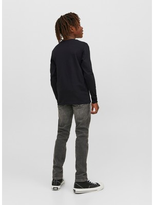 Jack & Jones Baskılı Siyah Erkek Çocuk T-Shirt Jjecorp Logo Tee Play Ls O-Neck Noo