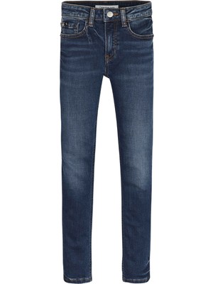 Calvin Klein Yüksek Bel Mavi Erkek Çocuk Denim Pantolon IB0IB017141BJ