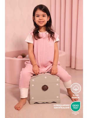 Lilalinda Bebek/çocuk Müslin Uyku Tulumu, Nakış Detaylı, %100 Pamuk