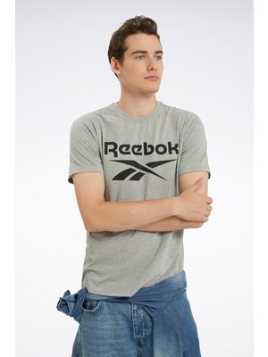 Reebok Identıty Stacked L Grı Melanj Erkek Kısa Kol T-Shirt