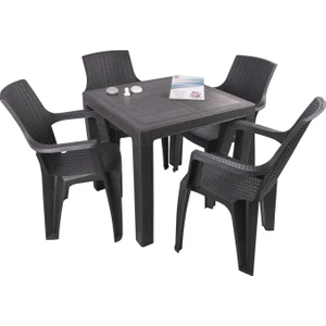 Elit Rattan 80X80 Nibras Koltuk Masa Takımı Kahverengi