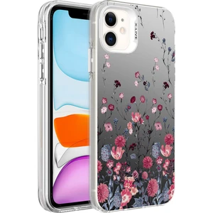Case 4U Apple iPhone 11 Kılıf Darbe Emici Desenli Silver Sert Kapak Çiçek