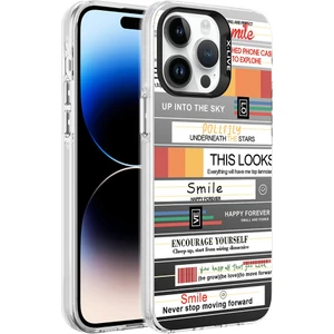 Case 4U Apple iPhone 12 Pro Max Kılıf Darbe Emici Desenli Silver Sert Kapak Mottolar