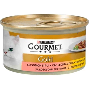 Gourmet Gold Parça Etli Soslu Somonlu Tavuklu Kedi Konservesi 85 gr x 24 Adet