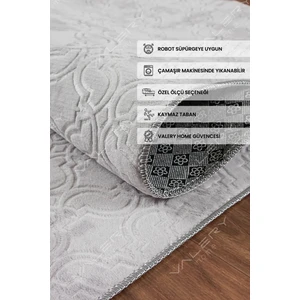 Valery Home Yıkanabilir Kaymaz Tabanlı Violin Embos Kesme Rulo Halı Yolluk Gri
