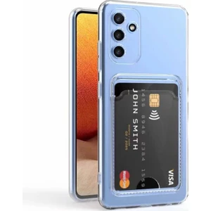 Samsung Galaxy A14 ile Uyumlu Kılıf Kartlıklı Kartvizitli Şeffaf Telefon Kılıfı Kapak