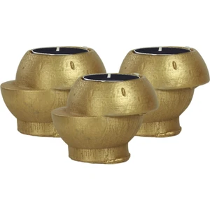Stein Kohle Şamdan Dekoratif Mumluk Altın Şamdan Set 3 Lü (Üçlü) Tealight Ve Uzun Mum Uyumlu Kesik Model