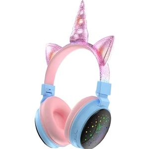 Yeni Nesil LED Işıklandırmalı Kablosuz Sevimli Unicorn Kız Çocuk Kulaklığı