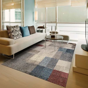 Ilyaki Home Apelia Desenli Kadife Pamuk Tabanlı Yıkanabilen Kaydırmaz Salon Halısı