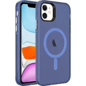 Case 4U Apple iPhone 12 Kılıf Magsafe Şarj Özellikli Buzlu Transparan C-Pro Sert Kapak Lacivert