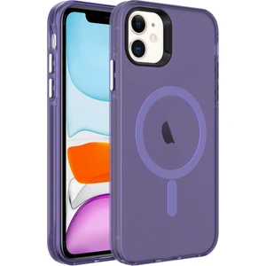 Case 4U Apple iPhone 12 Kılıf Magsafe Şarj Özellikli Buzlu Transparan C-Pro Sert Kapak Derin Mor