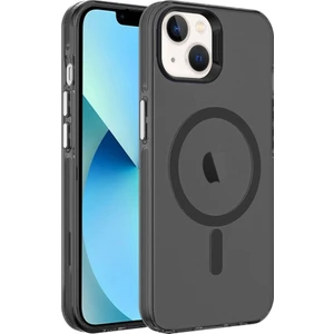 Case 4U Apple iPhone 13 Kılıf Magsafe Şarj Özellikli Buzlu Transparan C-Pro Sert Kapak Siyah