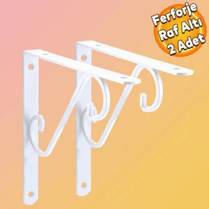 Raf Altı Raf Tutucu Ayak Ferforje Beyaz 195 x 145 mm 2 Adet