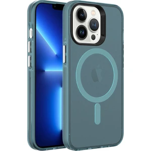 Case 4u Apple iPhone 13 Pro Kılıf Magsafe Şarj Özellikli Buzlu Transparan C-Pro Sert Kapak Yeşil