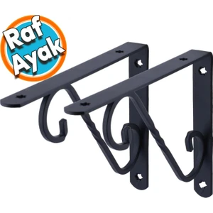 Raf Altı Raf Tutucu Ayak Ferforje Siyah 145 x 195 mm 2 Adet