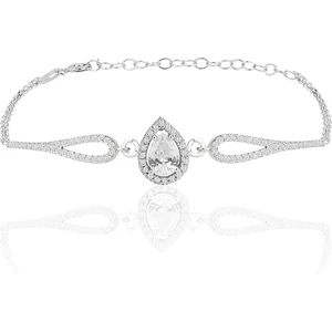 Söğütlü Silver Gümüş Rodyumlu,zirkon Taşlı Pırlanta Modeli Damla Bileklik SGTL12219BEYAZ