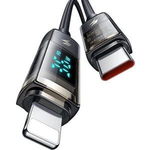 CA-3600 Type-C To Lightning Dijital Ekranlı iPhone Şarj & Data Kablosu 1.2m - Siyah