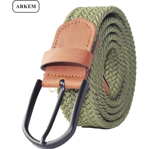 Arkem Moda Haki Elastik Örgü Erkek Kemer 3,5 Cm. Kot,jean, Şort