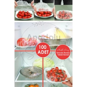 Anadolu Saray 100 Adet Pratik Tazeliği Koruyan Tencere Ve Tabak Bonesi | Çok Amaçlı Kapak Gıda Bonesi Strech Kapak