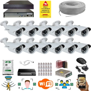 12 Kameralı 5 Mp 1940P Sensör 6 Megapiksel Sony Lens Metal Kasa Ip Güvenlik Kamerası Seti