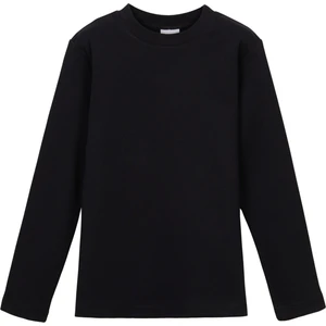 Siyah Basic Unisex Çocuk Kışlık Sıfır Yaka Uzun Kollu Tişört