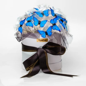 By Shopping Kelebek Demeti Kadife Yuvarlak Kutuda Peri LED Işıklı Kelebek Demeti Sevgiliye Hediyelik