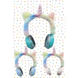 Pazarız Kablosuz Sevimli Unicorn Peluş Tüylü Kız Çocuk Kulaklığı Wirelles Headphone