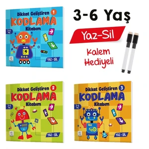 Yükselen Zeka 3-6 Yaş Kodlama Kitabım Seti Yaz-Sil