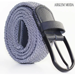 Arkem Moda Gri Elastik Örgülü Erkek Kemer 3,5 cm Kot,jean,şort