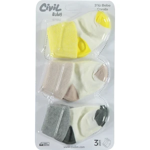 Civil Baby Bebek 3'lü Çorap Set 0-6 Ay Bej