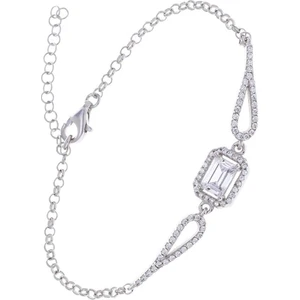 Baget Zirkon Taşlı Trapez Model 925 Ayar Gümüş Kadın Bileklik