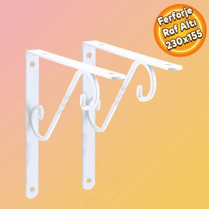 Raf Altı Raf Tutucu Ayak Ferforje Beyaz 230 x 155 mm 2 Adet