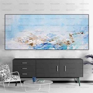 Tablo Dekor Deniz Kıyısı Soyut Yağlı Boya Dokulu Tablo