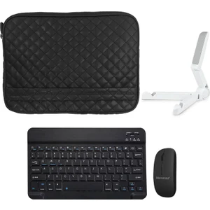 Samsung Galaxy Tab S7 Fe SM-T733 12.4 Inch Kapitone Tablet Çanta + Bluetooth Klavye + Mouse + Tablet Standı - AL8123
