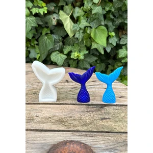 Rufus Concept Küçük Deniz Kızı Kuyruğu Silikon Mum Kalıbı – Kokusuz, Dayanıklı Beyaz, 7,5 gr - 5,7x7,8x0,8 cm