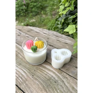 3'lü Sukulent Desenli Beyaz Silikon Mum Kalıbı – Kokusuz, Dayanıklı, Mum ve Sabun Yapımına Uygun 80 g