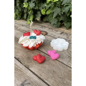 Kalp Mini Dörtlü Mum Kalıbı ( Silikon ) ( Küçük Süsleme Kalıbı) 1 Adet