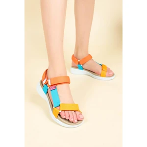 Comfort Memory Taban Cırtlı Sandalet Multi Bej