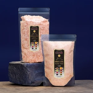 Hanzade Bitkisel Pembe Himalaya Tuzu Toz ve Tane 2'li Set 1 kg + 1 kg
