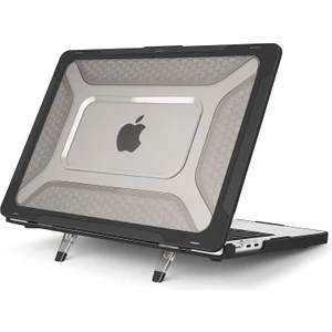 Novstrap Apple MacBook Air M1 Çip A2337 A1932 A2179 13.3 Uyumlu Kılıf Armor Zırh Kılıf Standlı Kapak