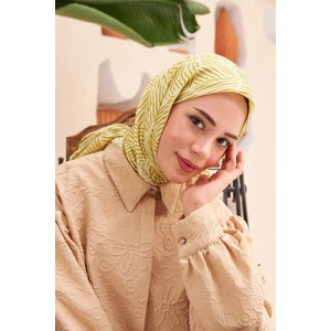 Moda Mevsimi Ipekhan Çizgi Desen Soft Pamuk Viskon Eşarp Yağ Yeşili