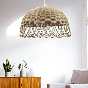 Belkıs Rattan Bambu Rattan Hasır Rafya Jüt Ip Sarkıt Avize 35 cm