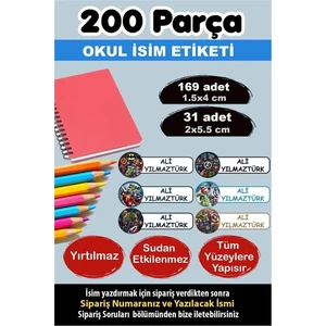 Kt Grup Okul Etiketi Kalem Defter Etiketi Özel Isim Yazılabilen Etiket Yenilmezler 200 Adet