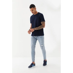 Subliminal Ny City Baskılı Bisiklet Yaka Regular Fit Tişört  Lacivert