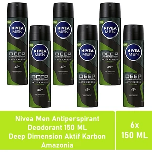 Men Deodorant Deep Dimension Amazonia 150 ml - 6'lı Paket