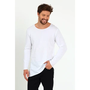 Asimetrik Açık Yaka Uzun Kollu Basic T-Shirt