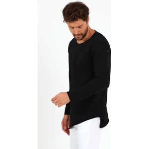 Asimetrik Açık Yaka Uzun Kollu Basic T-Shirt