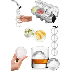 1 Adet 4lü Sihirli Küre Yuvarlak Buz Topu Kalıbı Buzluk 4'lü Top Buz Kalıbı