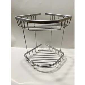 Alüminyum Banyo Rafı 2 Katlı Raf - Duşakabin Şampuanlık Gri Banyo Köşe Rafı