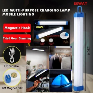 USB Şarzlı Acil Durum ve Aydınlatma LED Florasan EV,KAMP,MADEN,İŞYERI52CM 80W
